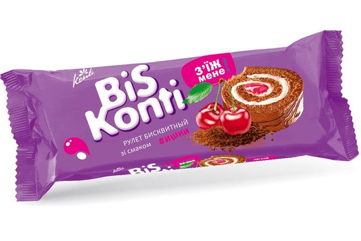 Рулет бісквітний BiSKonti Конті з какао та смаком вишні 150г